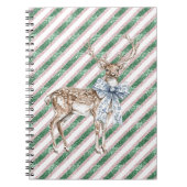 Carnet Green Glitter Stripes Blue White Bow Deer  (Devant)