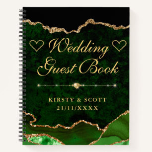 Carnet Green & Gold Faux Parties scintillant Agate Mariag