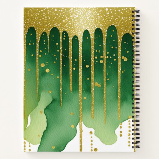 Carnet Green Gold Parties scintillant Girl Monogramme Nom (Dos)