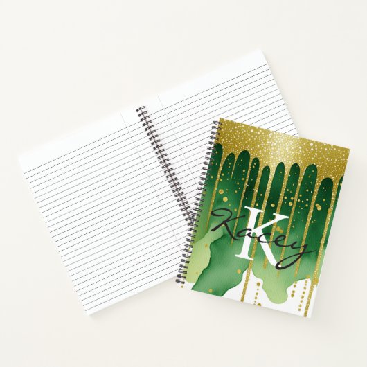 Carnet Green Gold Parties scintillant Girl Monogramme Nom (Intérieur)