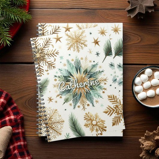 Carnet Green Gold Snowflake Fête Florale