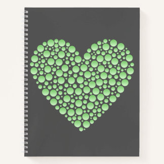 Carnet Green Gradient Heart Circles – Dark Grey Minimal 