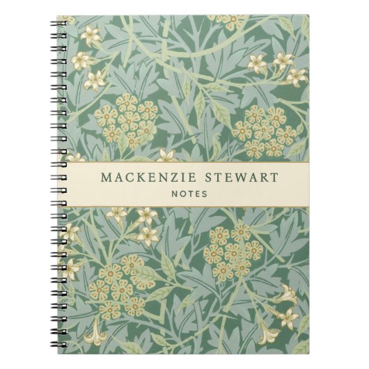 Carnet Green Jasmine Botanical Pattern (Devant)