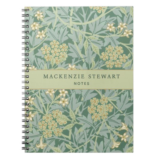 Carnet Green Jasmine Botanical Pattern (Devant)