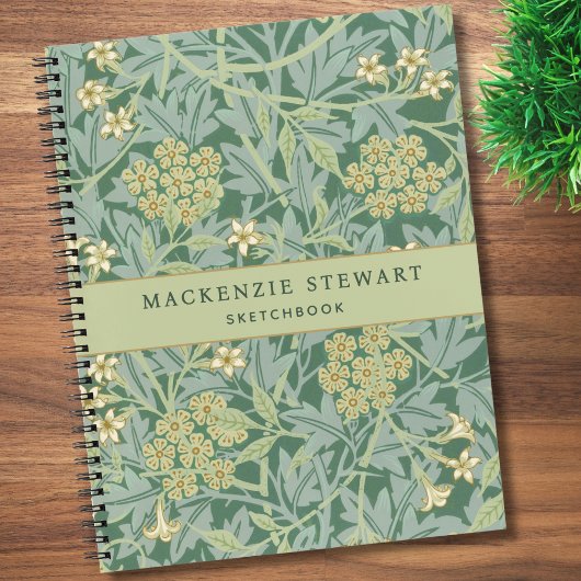 Carnet Green Jasmine Floral Pattern Sketchbook