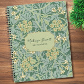 Carnet Green Jasmine Floral Pattern Sketchbook