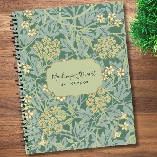 Carnet Green Jasmine Floral Pattern Sketchbook