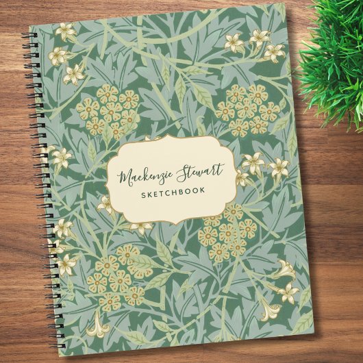 Carnet Green Jasmine Floral Pattern Sketchbook