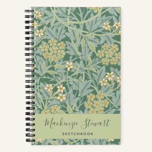 Carnet Green Jasmine Floral Pattern Sketchbook (Recto)