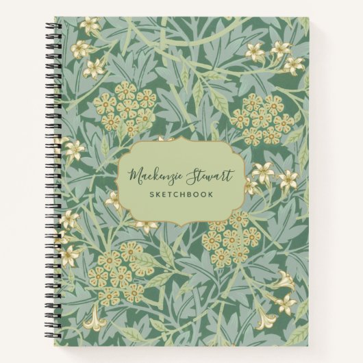 Carnet Green Jasmine Floral Pattern Sketchbook (Devant)