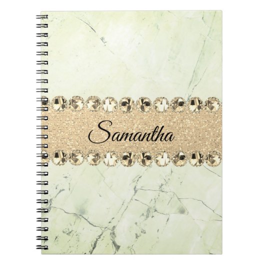 Carnet Green Marble Diamond Bling (Devant)