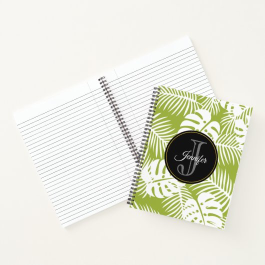 Carnet Green Palm Feuille Rainforest Motif Monogram (Intérieur)