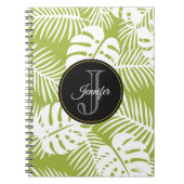 Carnet Green Palm Feuille Rainforest Motif Monogram (Devant)