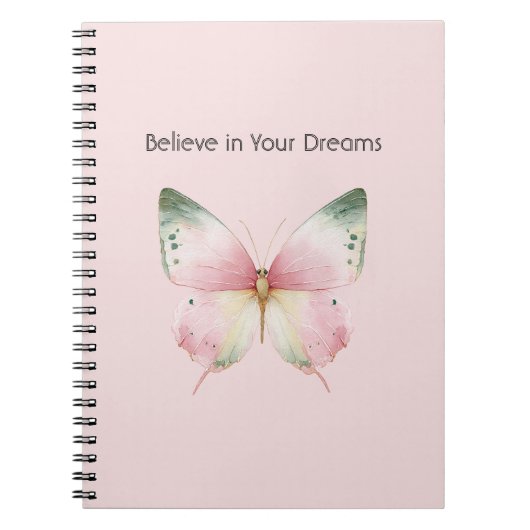 Carnet Green Pink White Mint Butterfly (Devant)