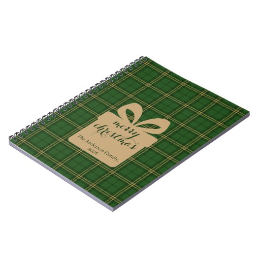 Carnet Green Plaid Christmas Festive Pattern - (Côté gauche)