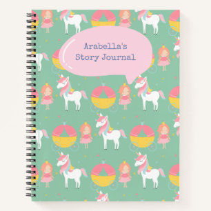 Carnet Green Princess Unicorn Girl's Write & Draw Story