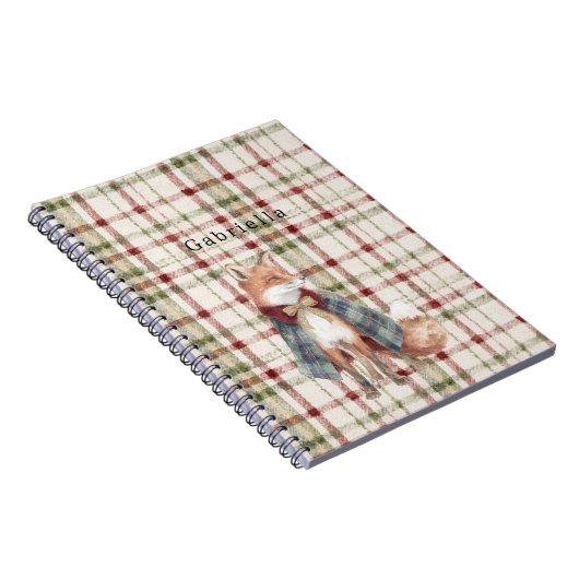 Carnet Green Red Cream Stripes Fox  (Côté Droit)