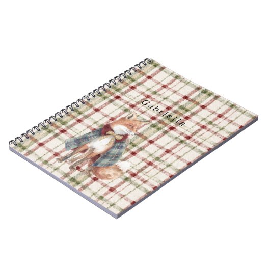 Carnet Green Red Cream Stripes Fox  (Côté gauche)