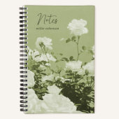 Carnet Green Roses Floral Garden Custom Spiral Notebook (Recto)