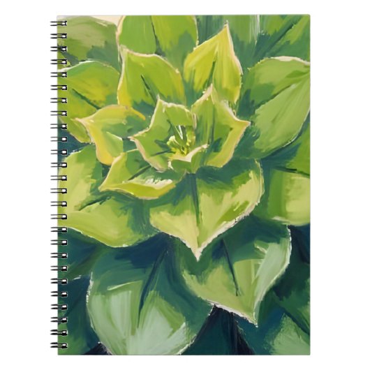 Carnet Green Succulent Plant Painting Botanical (Devant)
