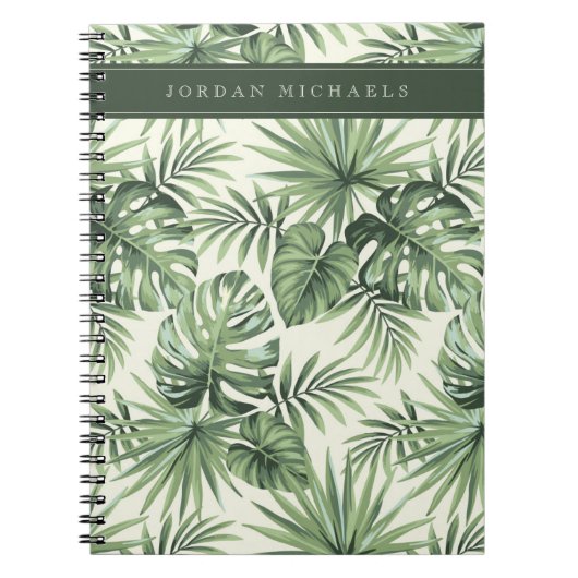 Carnet Green Tropical Palm Feuille Motif (Devant)