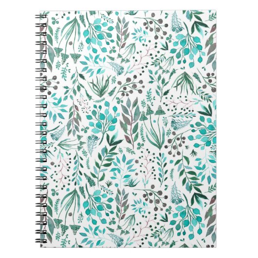 Carnet Green Watercolor Foliage (Devant)
