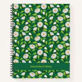 Carnet Green & White Spring Daisies & Vine Personalised (Devant)