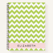 Carnet Green Zigzag, Green Chevron, Votre Nom (Devant)