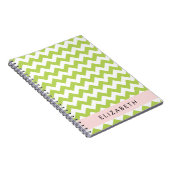 Carnet Green Zigzag, Green Chevron, Votre Nom (Côté Droit)