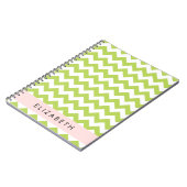 Carnet Green Zigzag, Green Chevron, Votre Nom (Côté gauche)