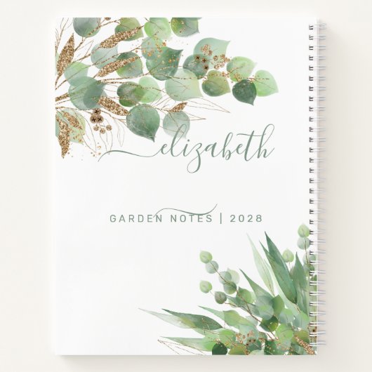 Carnet Greenery Watercolor Personalized monogram (Dos)