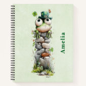 Carnet Grenouille avec chapeau vert et trèfle mignon (Devant)
