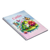 Carnet Grenouille, fleurs et papillons personnalisés (Côté Droit)