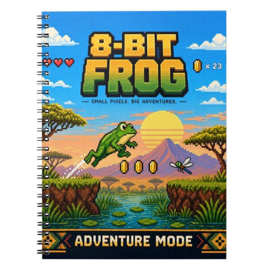 Carnet Grenouille, Pixel Art Rétro 8 Bits (Devant)