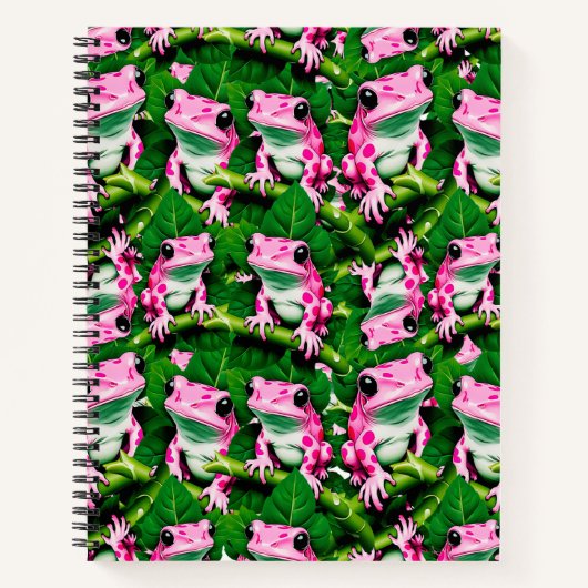 Carnet Grenouille Rose Sur La Feuille Verte Motif Design (Devant)