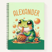 Carnet Grenouille Verte Boire Orange Boba Bubble Thé (Devant)