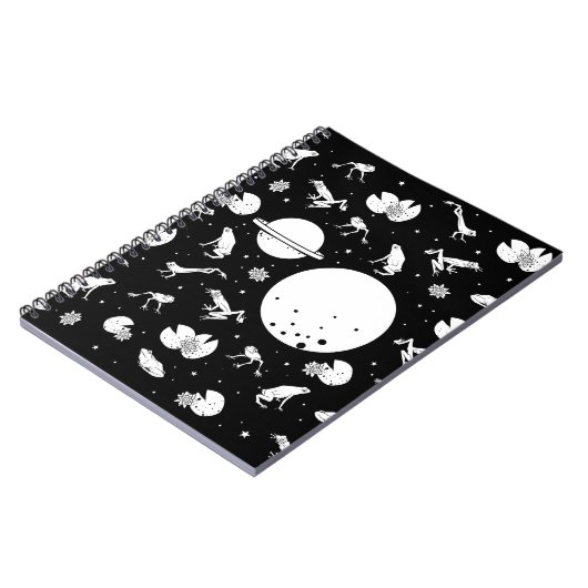 Carnet Grenouilles dans l'espace noir et blanc (Côté gauche)