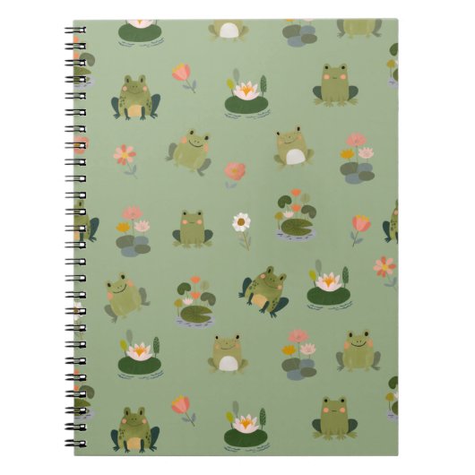 Carnet Grenouilles et nénuphars sur fond vert clair (Devant)