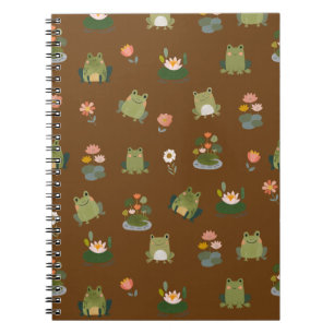 Carnet Grenouilles & nénuphars sur fond marron