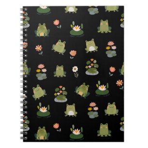 Carnet Grenouilles & nénuphars sur fond noir