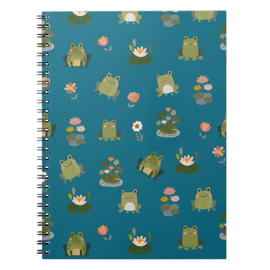 Carnet Grenouilles & nénuphars sur sarcelle (Devant)