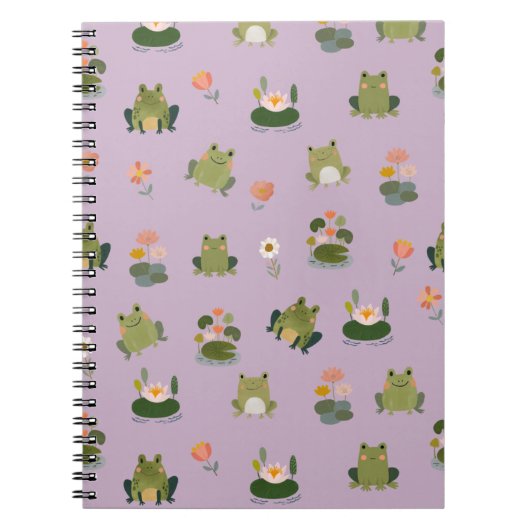Carnet Grenouilles & nénuphars sur violet rose (Devant)