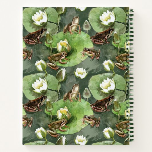 Carnet Grenouilles nénuphars verts et blancs motif (Dos)