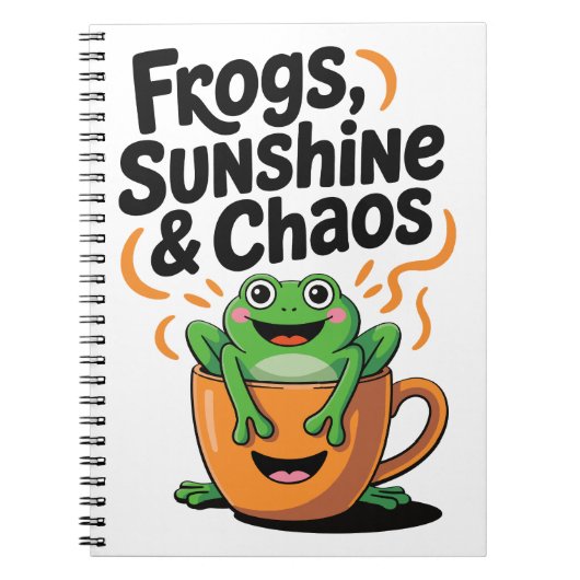 Carnet Grenouilles, soleil et chaos - Cute Frog en Coffee (Devant)