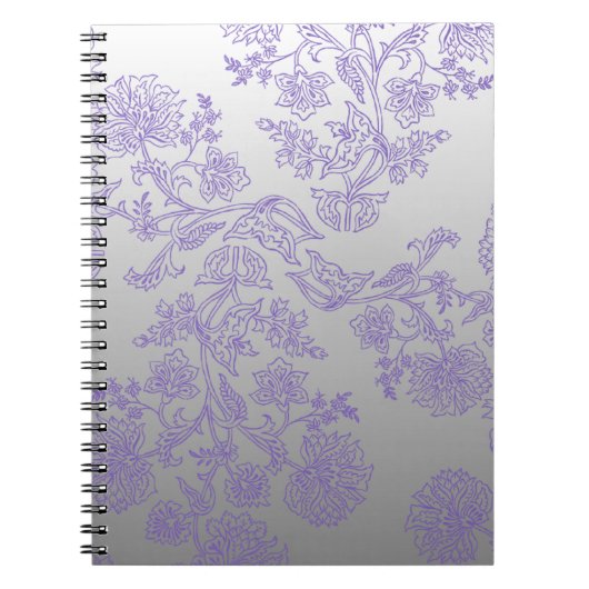 Carnet Grey Notebook with Purple Floral (Devant)