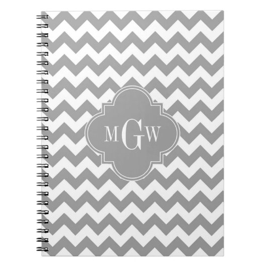 Carnet Grey What Chevron Dk Gris Quatrefoil 3 Monogramme (Devant)