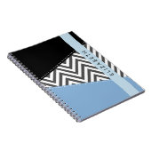 Carnet Grey Zigzag, Grey Chevron, Bleu, Votre Nom (Côté Droit)