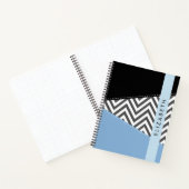 Carnet Grey Zigzag, Grey Chevron, Bleu, Votre Nom (Intérieur)