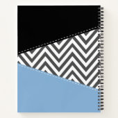 Carnet Grey Zigzag, Grey Chevron, Bleu, Votre Nom (Dos)