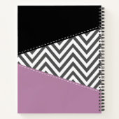 Carnet Grey Zigzag, Grey Chevron, Purple, Votre Nom (Dos)